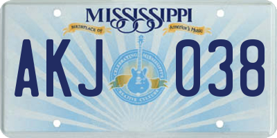 MS license plate AKJ038