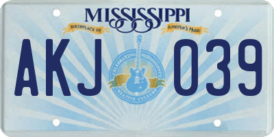 MS license plate AKJ039