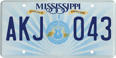 MS license plate AKJ043