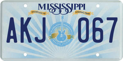 MS license plate AKJ067