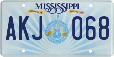 MS license plate AKJ068