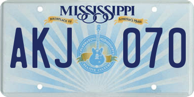 MS license plate AKJ070