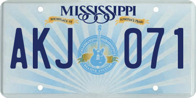 MS license plate AKJ071