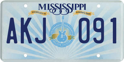MS license plate AKJ091