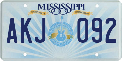 MS license plate AKJ092