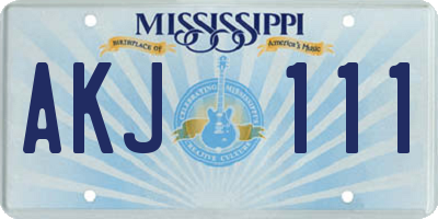 MS license plate AKJ111