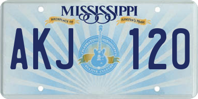 MS license plate AKJ120