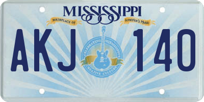 MS license plate AKJ140