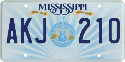 MS license plate AKJ210