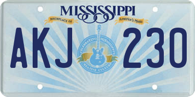 MS license plate AKJ230
