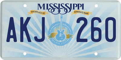 MS license plate AKJ260