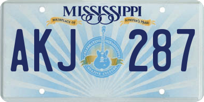 MS license plate AKJ287