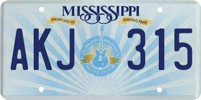 MS license plate AKJ315