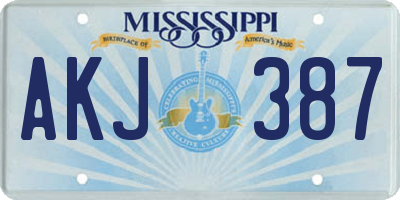 MS license plate AKJ387