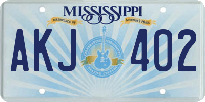 MS license plate AKJ402