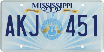 MS license plate AKJ451