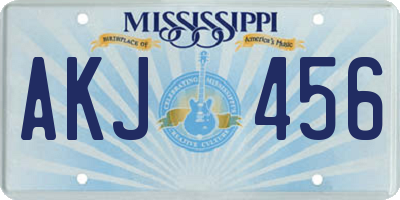 MS license plate AKJ456