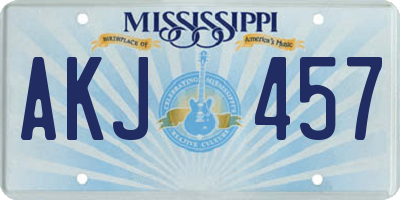 MS license plate AKJ457