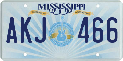 MS license plate AKJ466