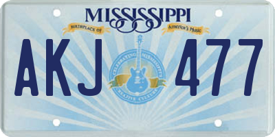 MS license plate AKJ477