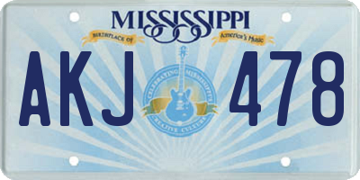 MS license plate AKJ478