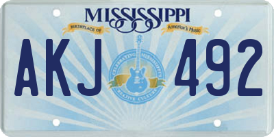 MS license plate AKJ492