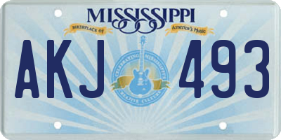 MS license plate AKJ493