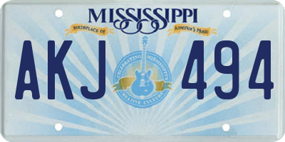 MS license plate AKJ494