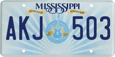 MS license plate AKJ503