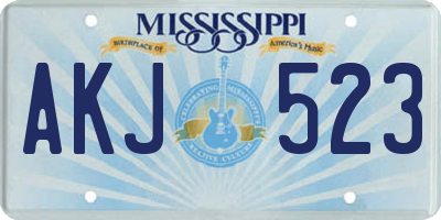 MS license plate AKJ523