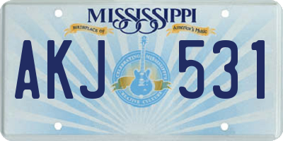 MS license plate AKJ531