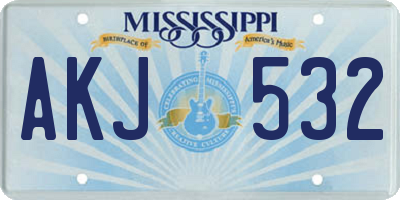 MS license plate AKJ532