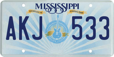 MS license plate AKJ533