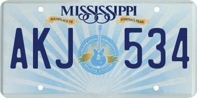 MS license plate AKJ534