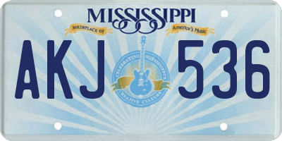 MS license plate AKJ536