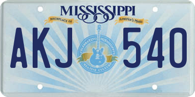 MS license plate AKJ540