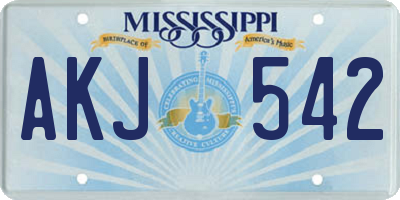 MS license plate AKJ542