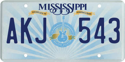 MS license plate AKJ543