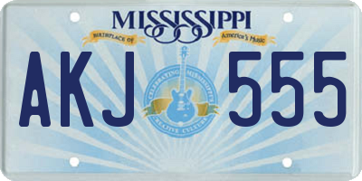 MS license plate AKJ555
