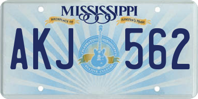 MS license plate AKJ562