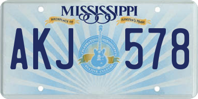 MS license plate AKJ578
