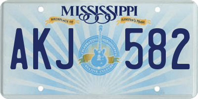 MS license plate AKJ582