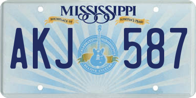 MS license plate AKJ587