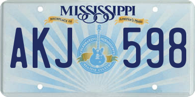 MS license plate AKJ598