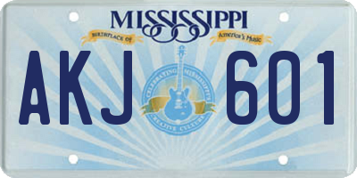 MS license plate AKJ601