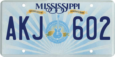 MS license plate AKJ602