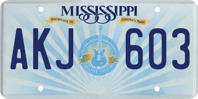 MS license plate AKJ603