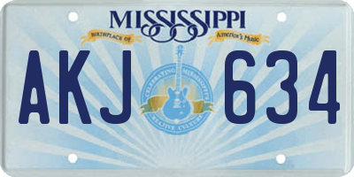 MS license plate AKJ634