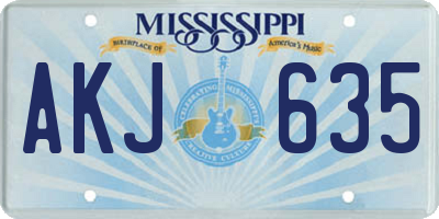 MS license plate AKJ635