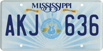 MS license plate AKJ636